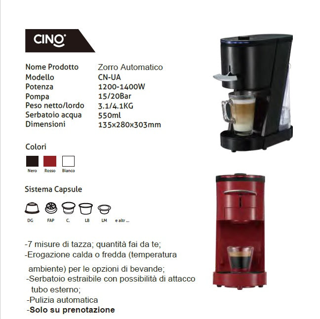 ZORRO-Automatic capsule machine Dolce Gusto compatible