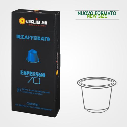 Kaffeekapseln Nespresso * kompatibel Decaffeinated Blue 70, Karton mit 10 Kapseln